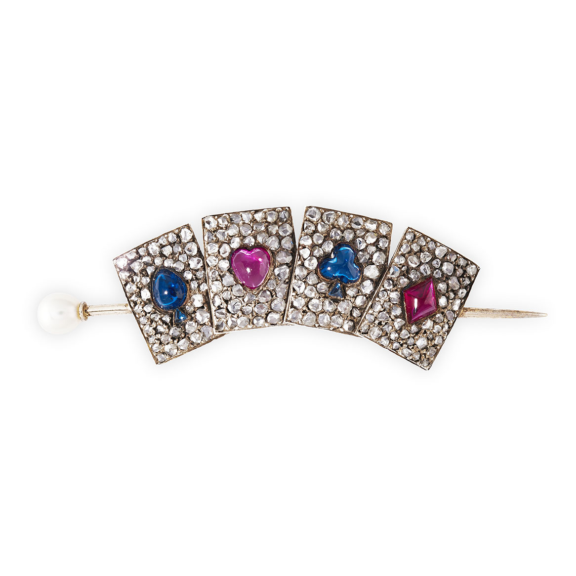 An antique playing cards brooch