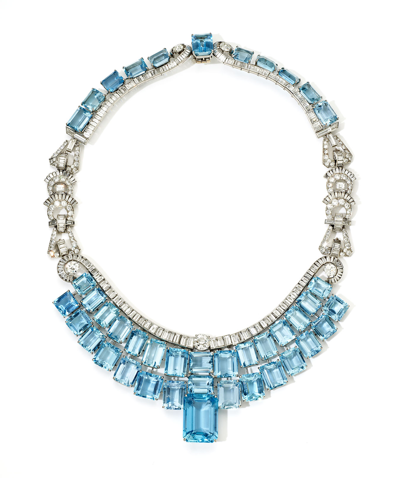 Aquamarine and diamond necklace by Olga Tritt