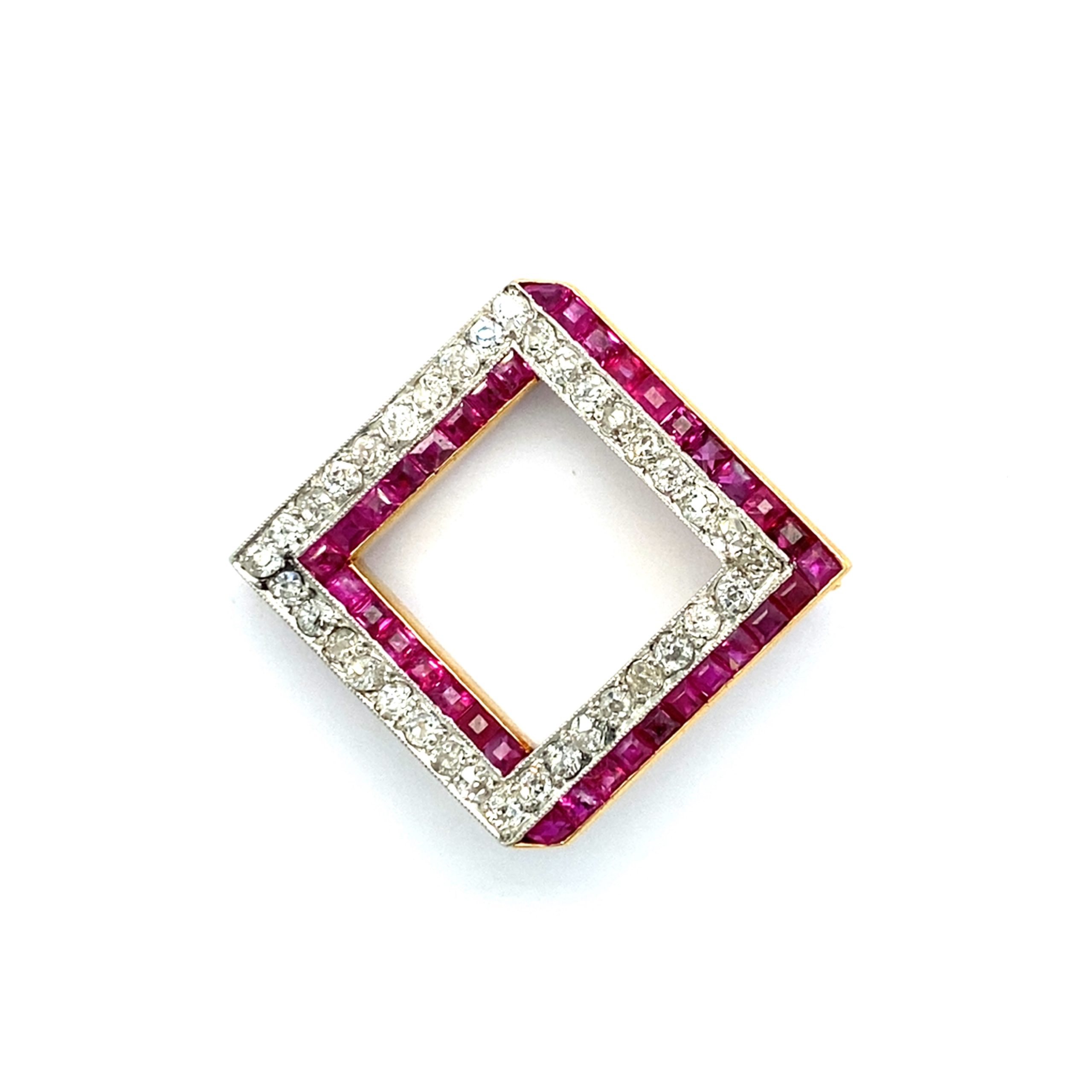 Art Deco ruby and diamond brooch