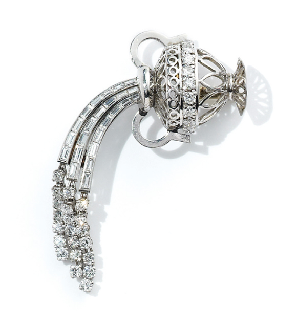 Platinum and diamond brooch