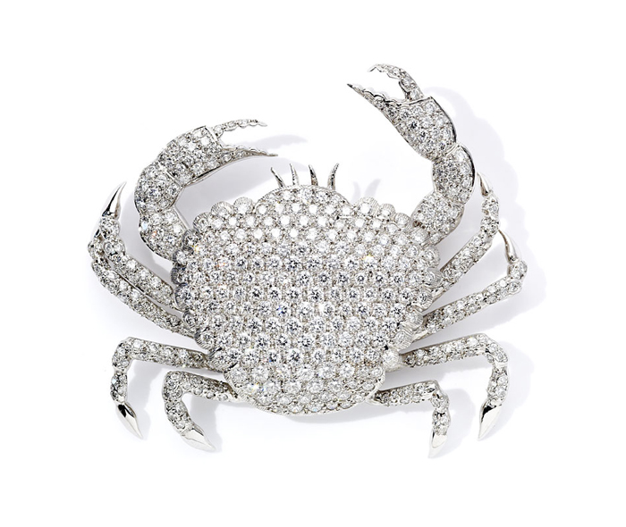 Diamond crab brooch