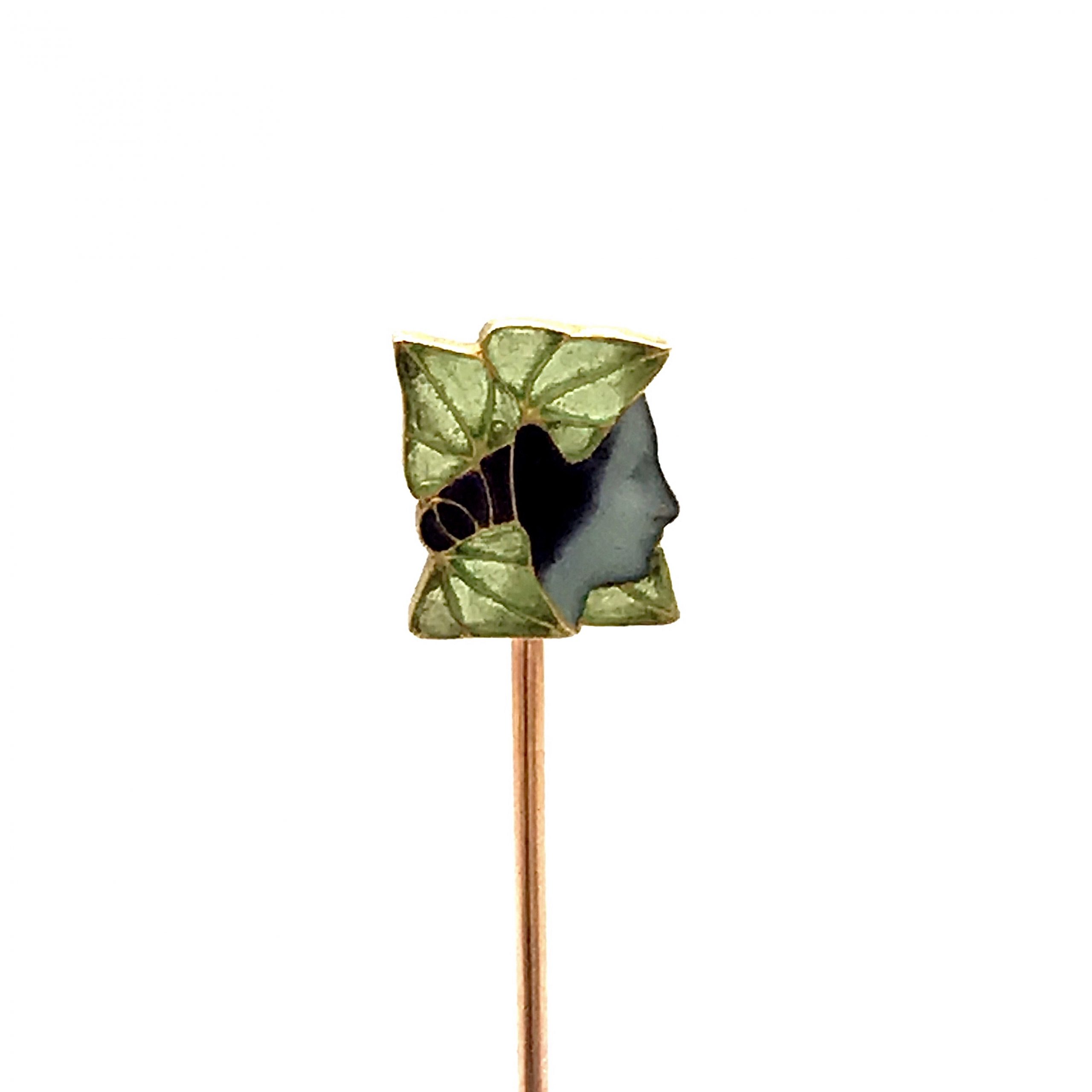 An enamelled gold stickpin by René Lalique