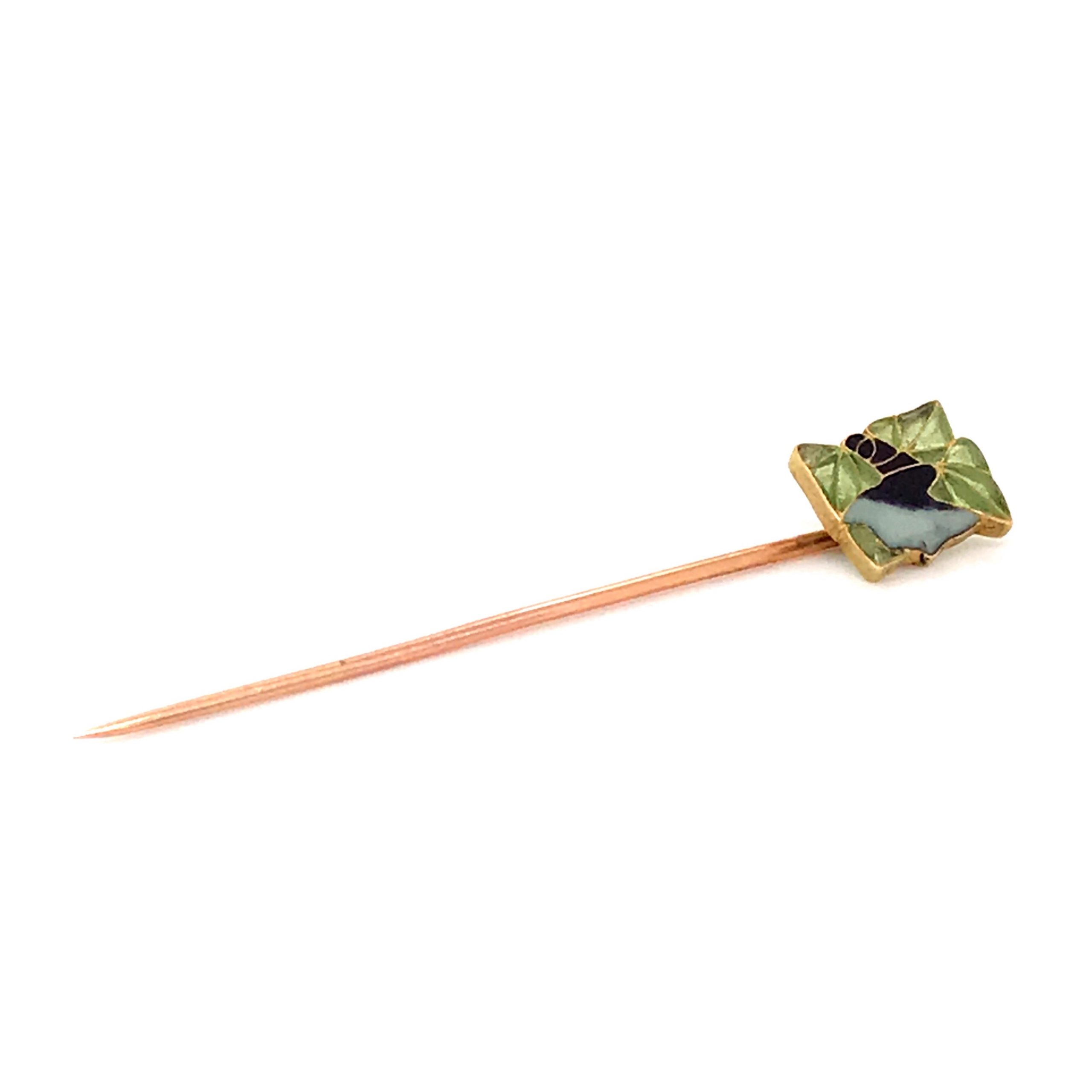 An enamelled gold stickpin by René Lalique