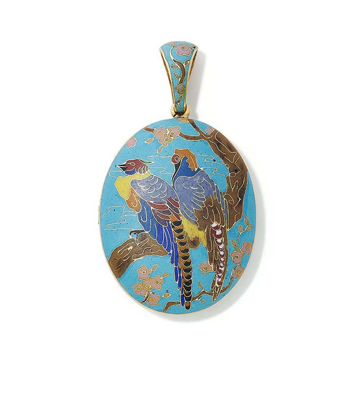 A cloisonné enamelled gold locket by Alexis Falize