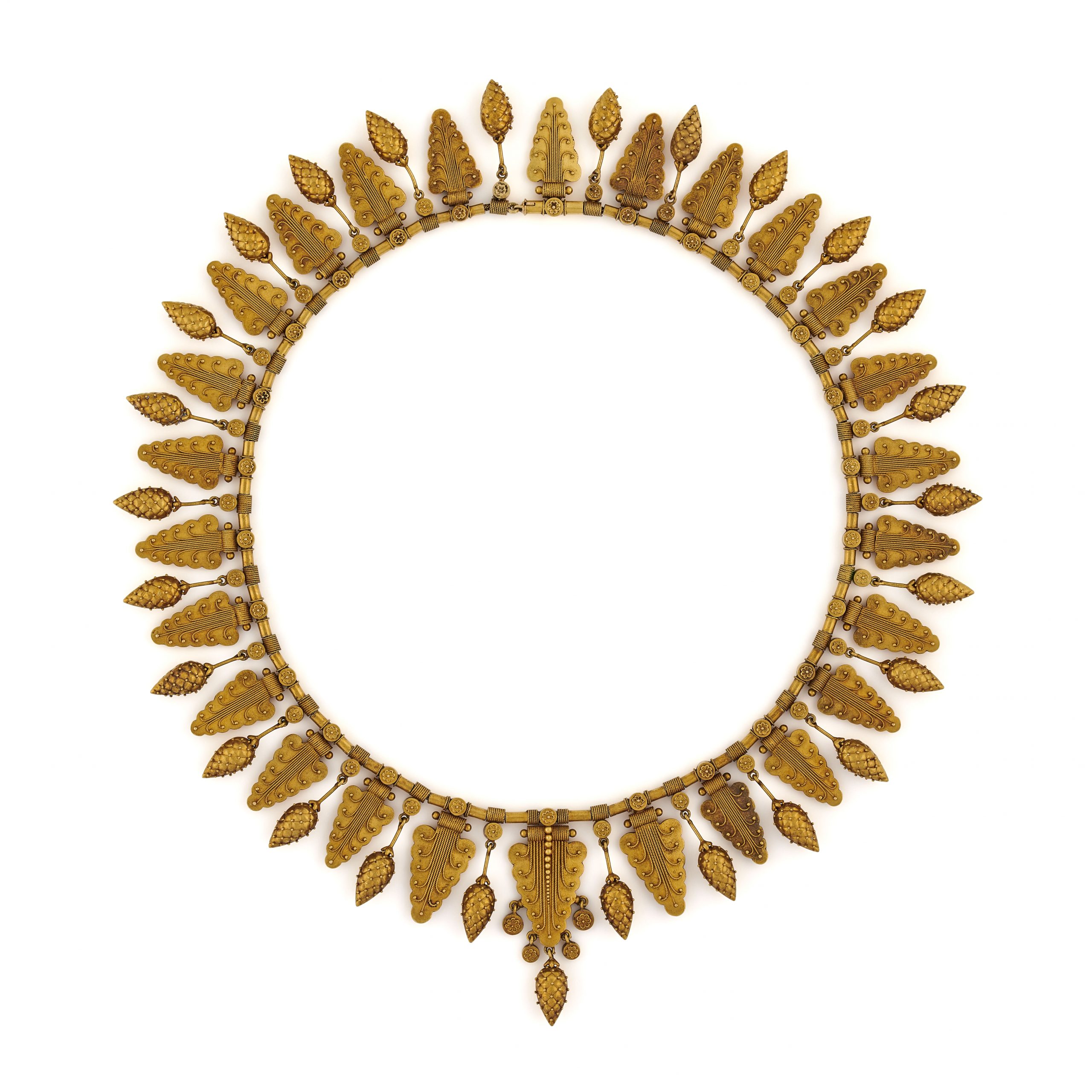 Gold fringe necklace in the Archaeological Taste by Eugène Fontenay