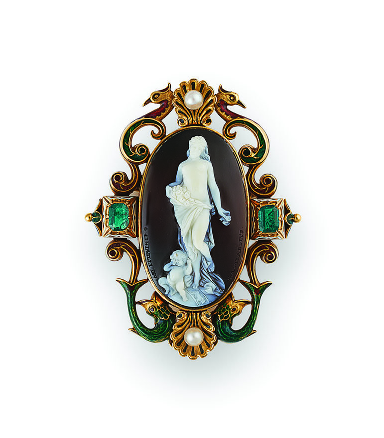 A hardstone cameo by Girardet mounted by Pierret