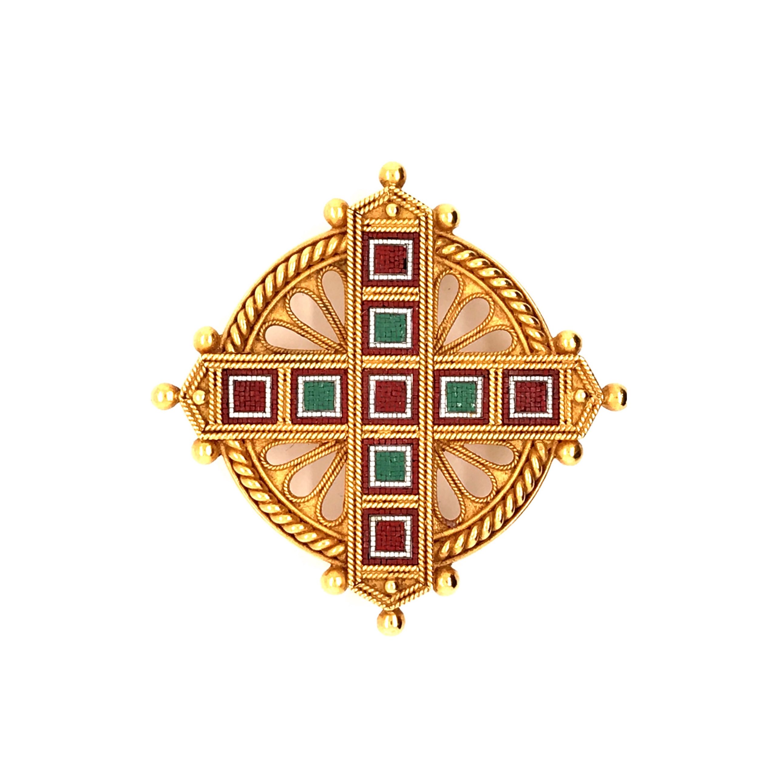 Gold and Micromosaic Brooch by Castellani