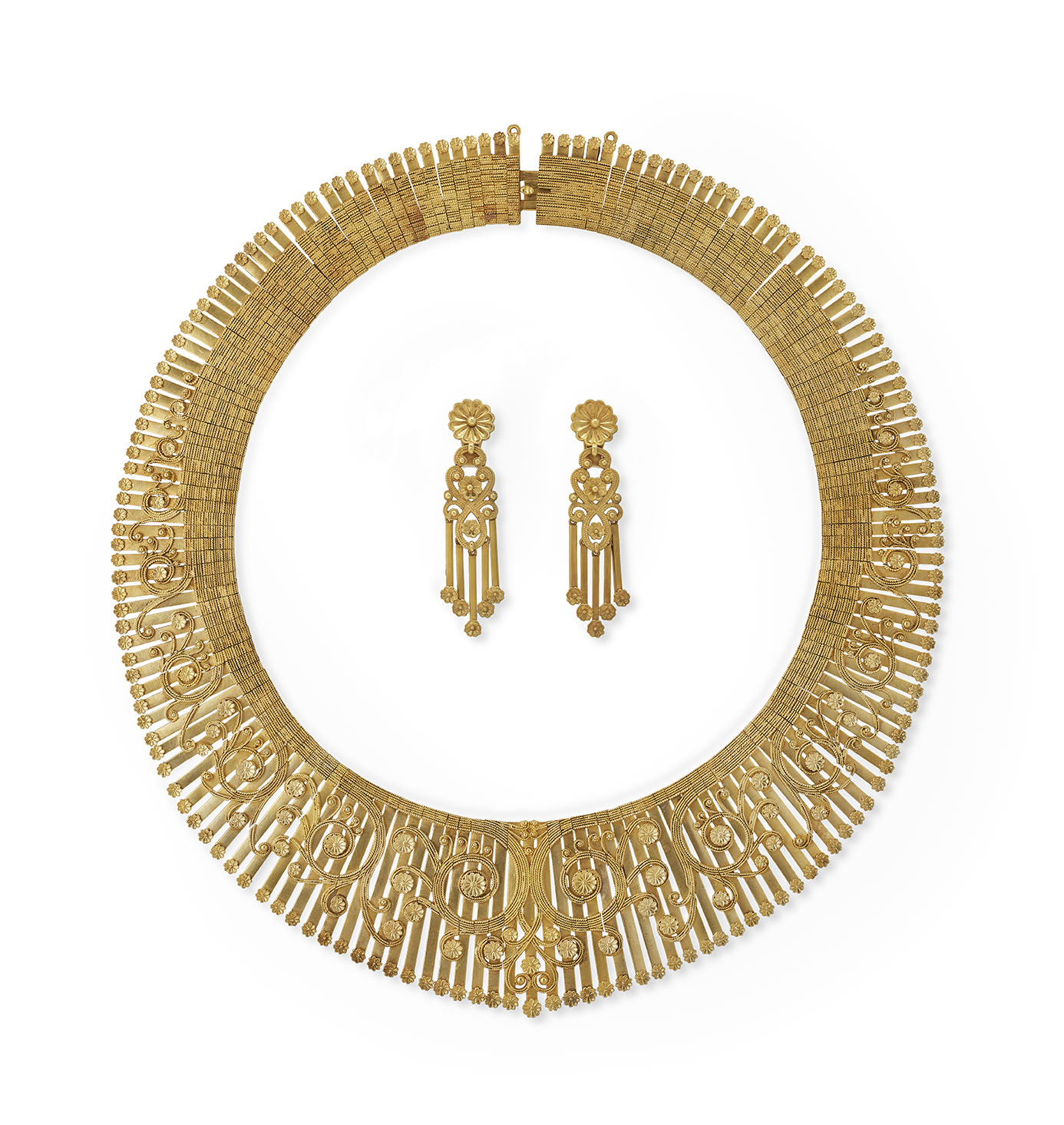A gold demi-parure in the Archaeological taste by Eugène Fontenay