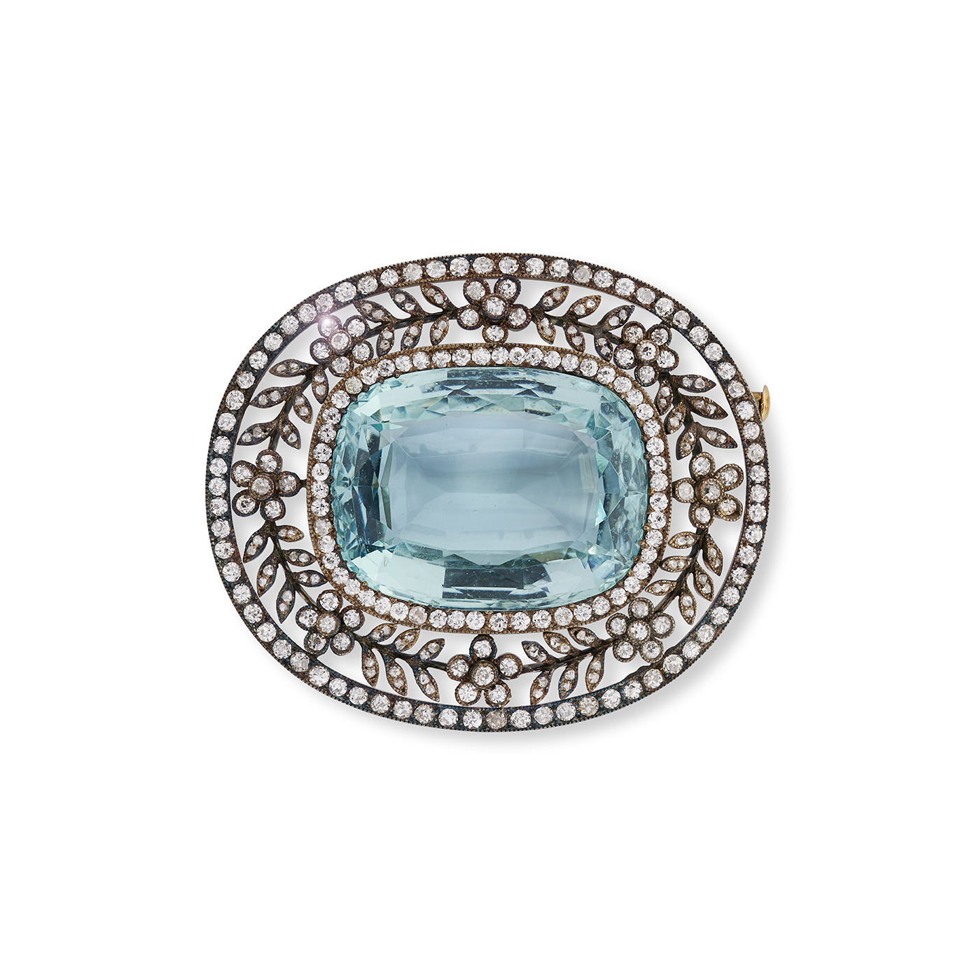 An aquamarine & diamond brooch by Carl Fabergé