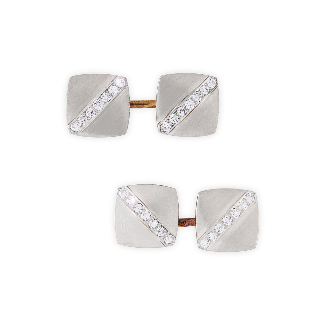 Jewelled brushed platinum cufflinks