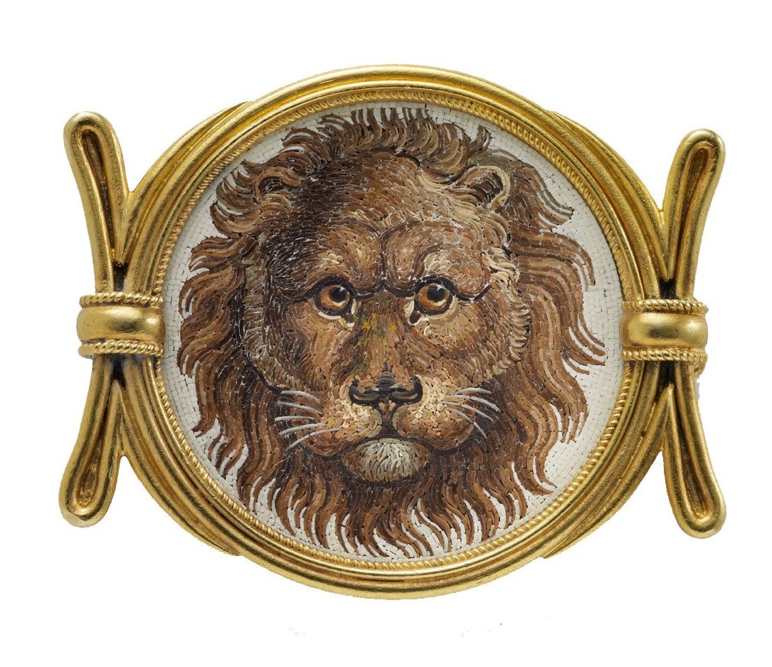 Micromosaic lion brooch by Castellani