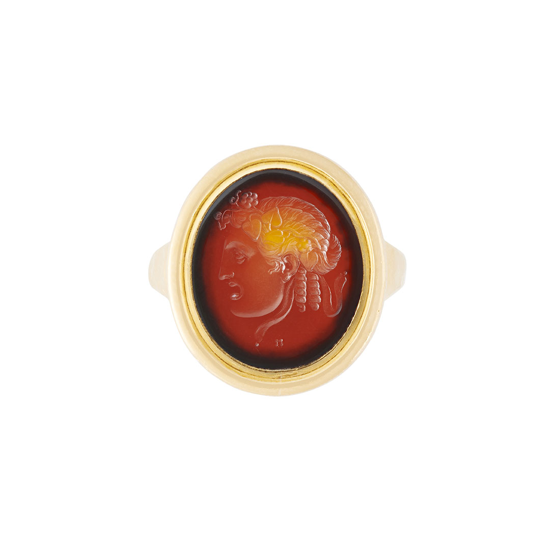 Theatrical mask ring by Giovanni Pichler