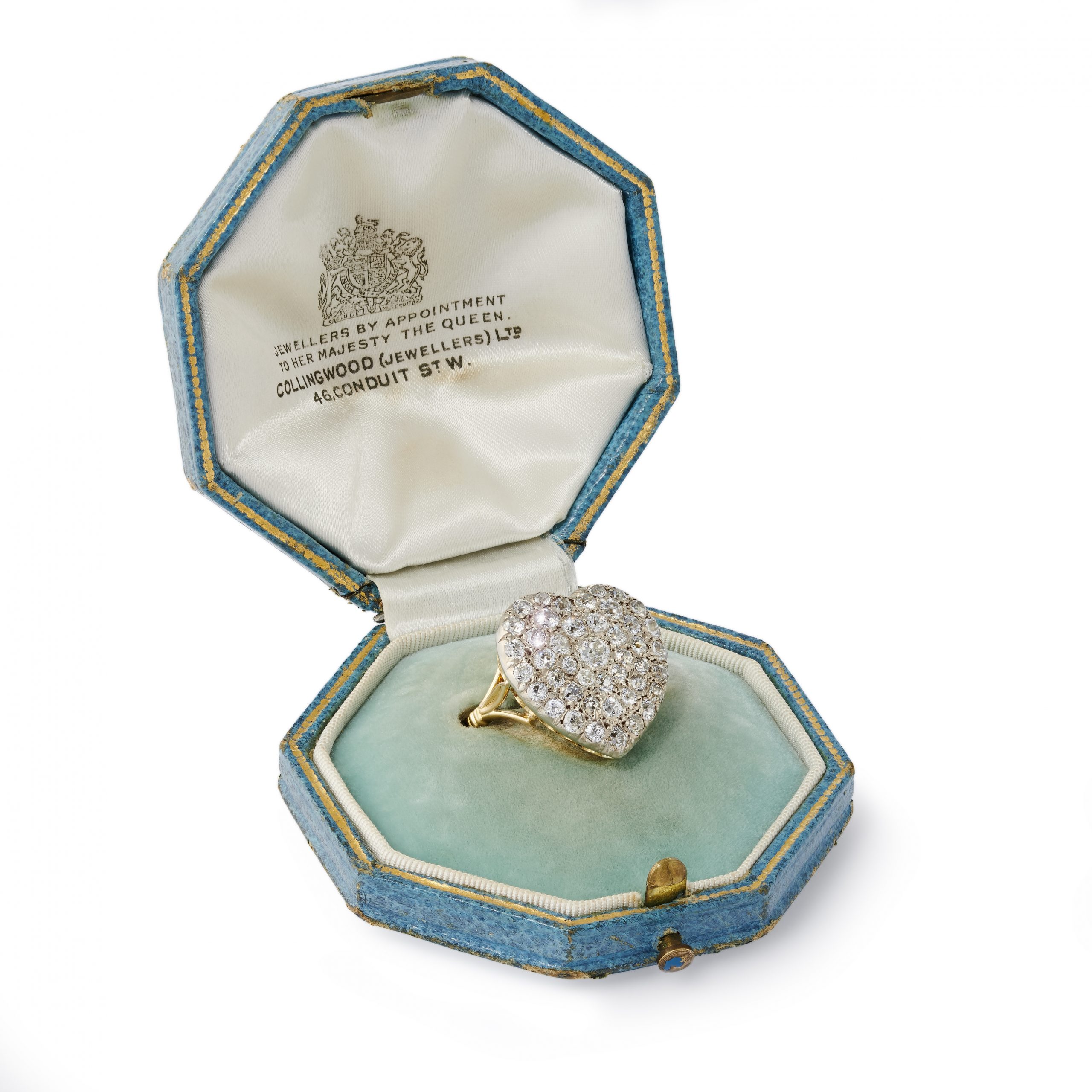 A heart shaped diamond ring