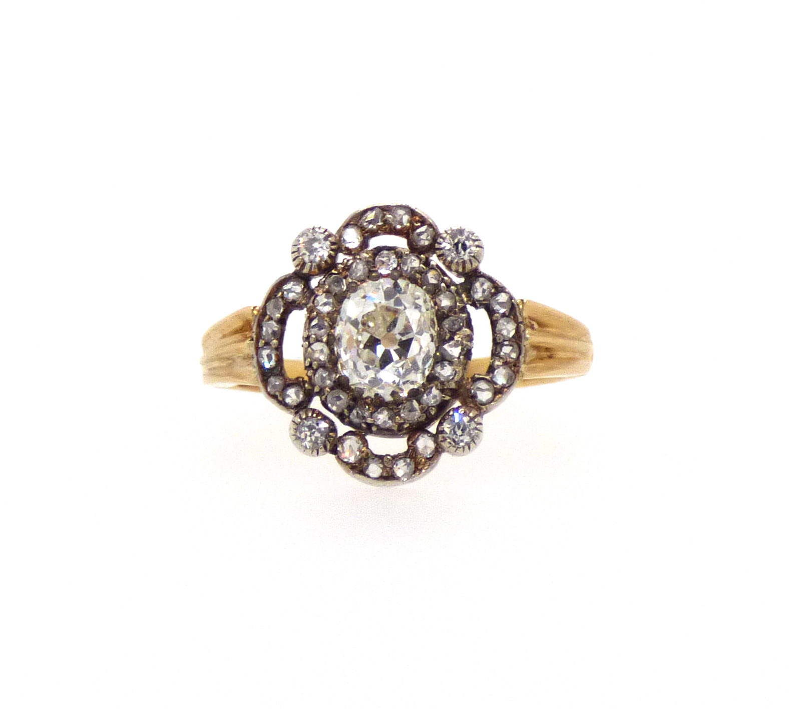 An antique diamond set ring in the Garland Style