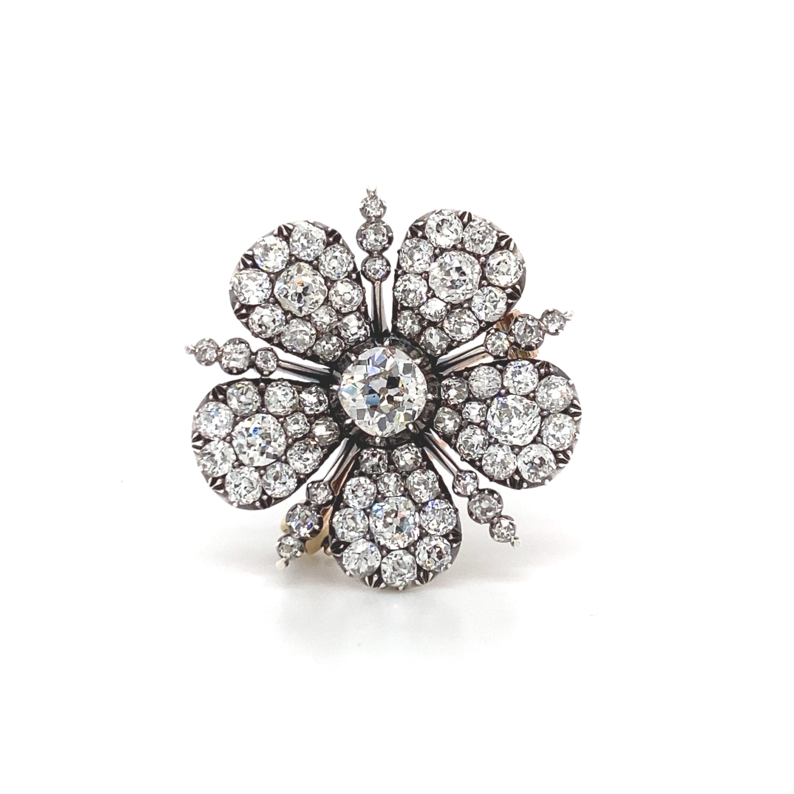 An antique diamond rose brooch