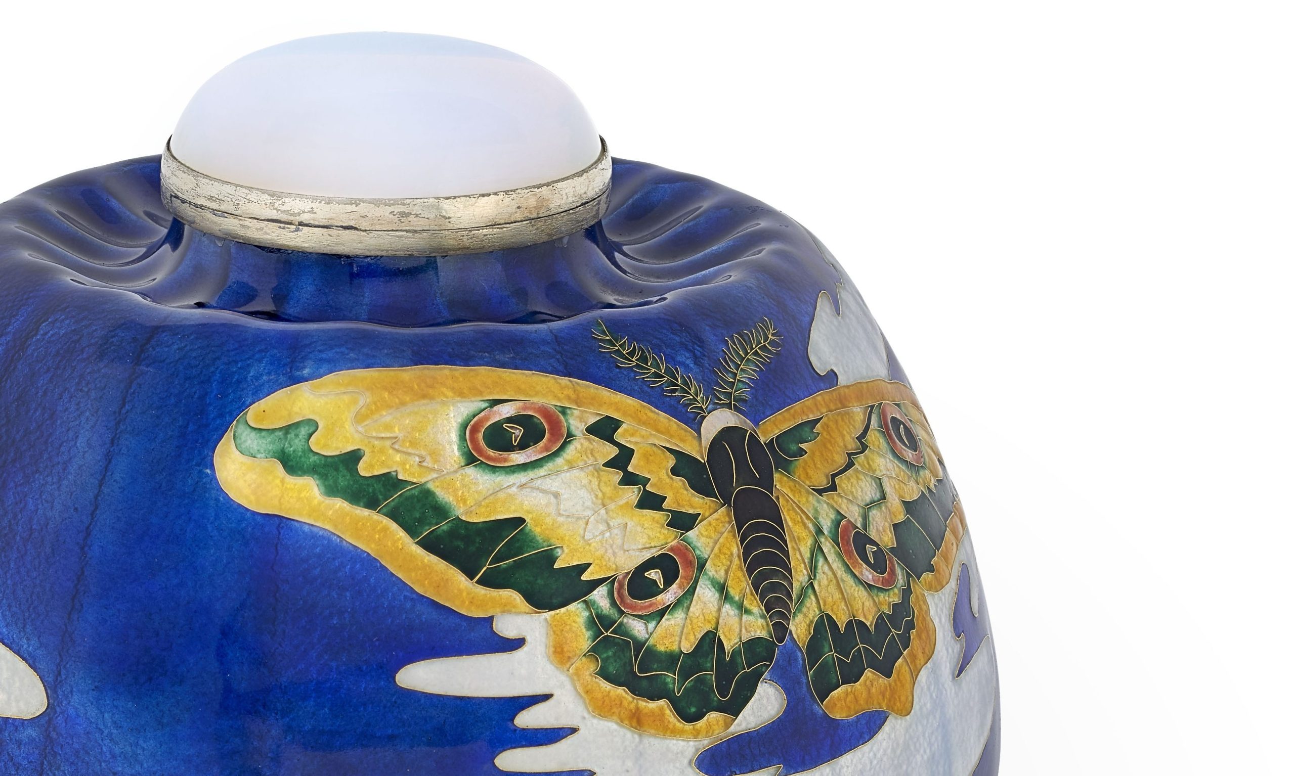 An enamelled silver bonbonnière by Eugène Feuillâtre