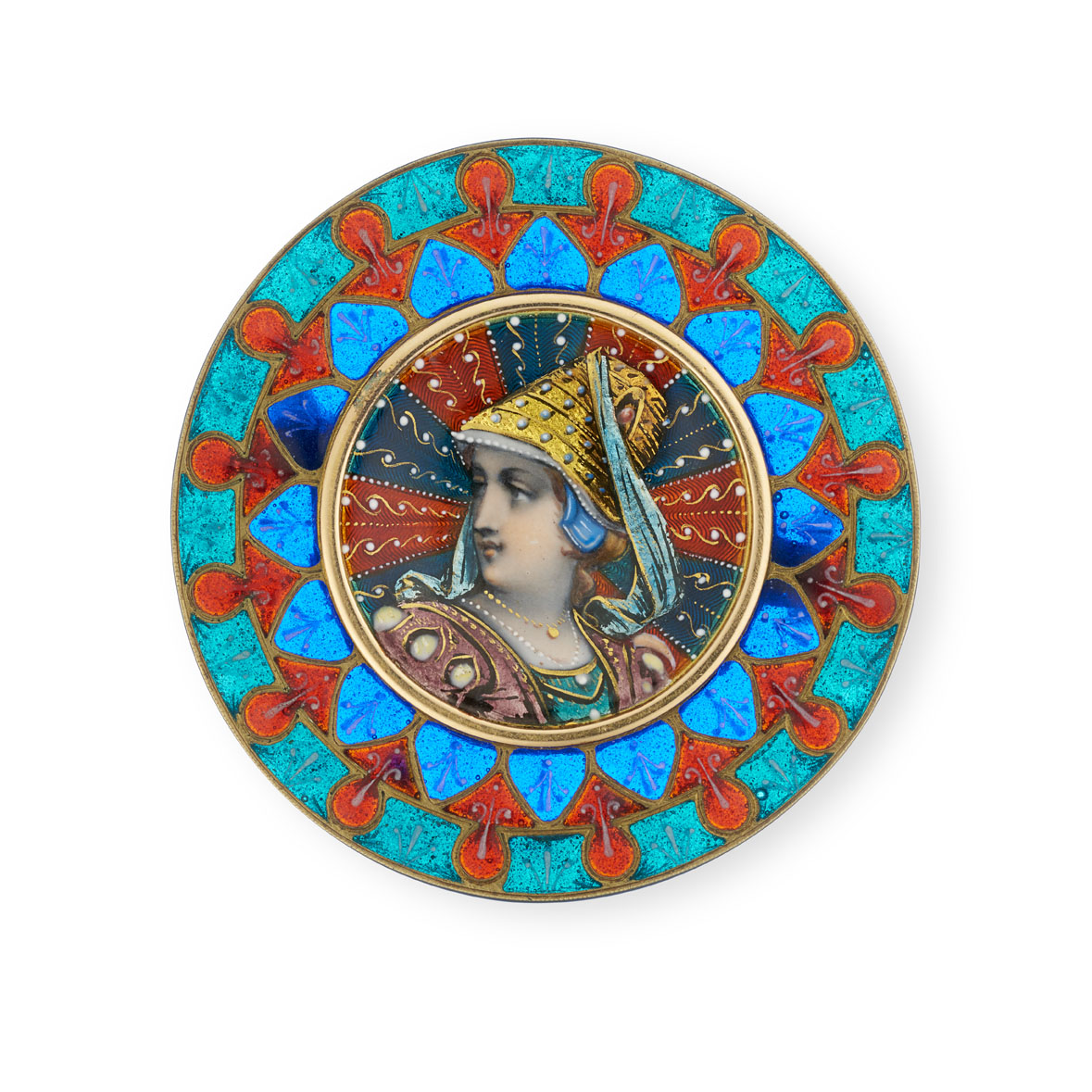 An antique plique-a-jour enamel brooch
